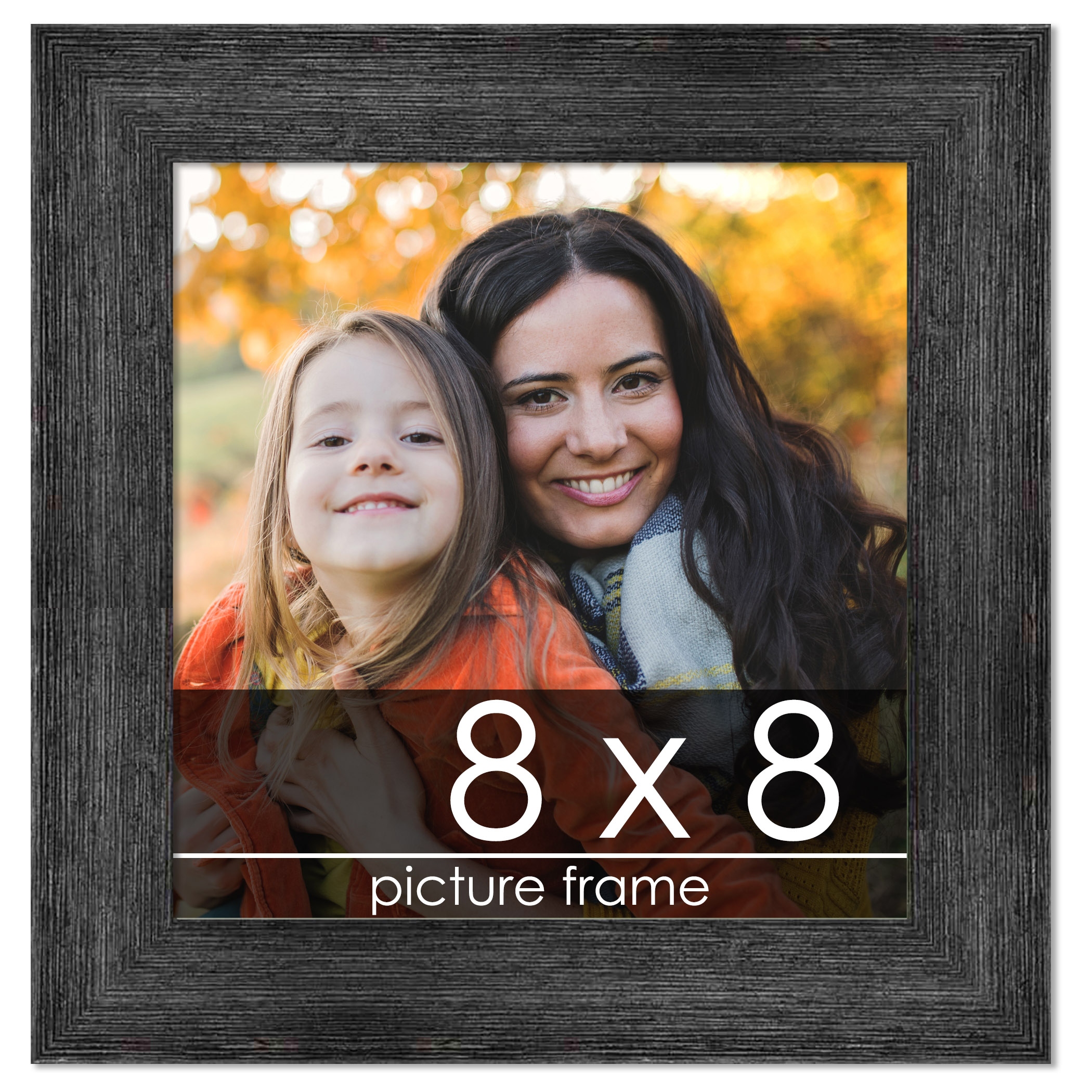 8x8 Distressed/Aged Black Wood Picture Square Frame - Picture